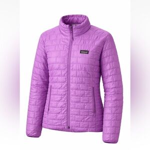 Patagonia Womens Nano Puff Jacket Purple Size L Full Zip Packable Coat